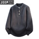 JEEP SPIRIT Jeep Henry Collar Plush Thick Sweater Men's Autumn and Winter 2025 New Loose Lazy Style Boys' Sweater WE25683 Black M