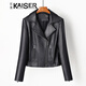 KAISER Kaiser leather jacket for women, sheepskin motorcycle style leather jacket, Korean version, slim, fashionable and trendy, women's jacket M