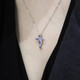 GEM STONE KING 1.4 carat tanzanite necklace for women 925 silver 10K gold two-color inlaid colorful gem pendant cross clavicle chain gift
