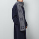Gucci (GUCCI) scarf double G pattern jacquard wool dark and light color double-sided scarf couple model 190x35cm New Year gift light gray/dark blue 495592 4G350 4063
