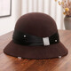 Hanqing Mid-summer French Pearl Bow Wool Fisherman's Hat Women's Autumn and Winter Warm Temperament Versatile Basin Hat Elegant Lady's Top Hat m (56-58cm) White