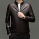 Goldlion 2026 Autumn and Winter Stand Collar Middle-aged Men's Leather Jacket New Men's Jacket Business Casual Versatile Haining Leather Jacket Black 3XL 190