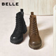 Belle Retro Cowhide Outdoor Style Martin Boots Women's 2025 Winter New Shopping Mall Same Color Polished Short Boots E8V1DDD5 Black-Single Li 37