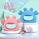 Teether, baby food grade silicone latex toothbrush, chewing gum molar stick, chewing teether, anti-eating hand teether, pacifier, crab, blue, 1 pack