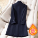 Chenfu mid-length small blazer, feminine business suit, fashionable windbreaker, work clothes, coat, thickened quilted suit, quilted style, single black jacket, L recommended 100-112Jin Jin equals 0.5 kg