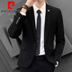Pierre Cardin high-end customized suit men's spring and autumn business casual suit formal wedding dress groomsman suit 9825 black single suit XL 121-140Jin Jin equals 0.5 kg