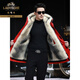 Classic car mid-length loose parka men's winter coat with velvet and thickening 2025 new mink liner dad jacket orange (sleeves with fur) removable liner 4XL 180 to 200Jin Jin equals 0.5 kg