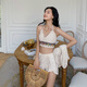 Shijanu Internet celebrity split swimsuit women's three-piece set 2024 new sexy goddess knitted tassel high-waist resort hot spring swimsuit off-white (tassel) one size fits all (85-125Jin Jin equals 0.5 kg, can be worn)