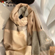 Woodpecker's new wool blended plaid scarf for women in winter Korean version versatile couple warm scarf men's gift trendy shawl gray