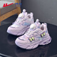 Warrior children's cotton shoes girls princess style plus fleece shoes winter warm running shoes for middle and older children WZ-C223L Purple 31