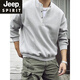 JEEP SPIRIT large size 300Jin Jin is equal to 0.5 kg large size men's Henry collar sweatshirt men's autumn and winter new American trendy brand loose top bottoming shirt black M