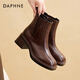 Daphne short boots for women new autumn and winter French high-heeled slim boots with temperament and versatile Martin boots for women brown plus velvet 37