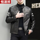 Hengyuanxiang Haining first layer cowhide leather jacket men's leather jacket short stand collar spring and autumn handsome motorcycle riding jacket black regular L 50 125-140Jin Jin equals 0.5 kg