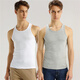 Giordano two-piece underwear men's basic cotton solid color U-neck slim vest men 18242012 03 white/flower gray L