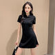 Wei Jie's cheongsam is out for a photo shoot in the national trend of a new national dress slim and slim and slim celebrity little black skirt women's summer improved version two black 826 M suggests 90-105 Jin [Jin equals 0.5 kg]