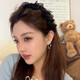 Bow tooth comb hairband for women 2025 new high-end light luxury summer high skull headband hairpin headwear black ballet style hairband
