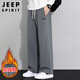 JEEP SPIRIT Jeep casual pants men's velvet thickened winter pants men's straight trousers loose wide-leg sports warm sweatpants