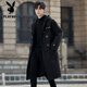 PLAYBOY Woolen Coat Men's Mid-Length Horn Button Windbreaker 2025 New Spring and Autumn Style British Style Woolen Coat Black 2XL