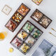 Harvest grain creative snack compartmented dry fruit plate Nordic ins glass fruit plate light luxury snack tea fruit plate internet celebrity fruit plate amber glass dish two glass dishes + two compartments bamboo tray