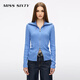 MISS SIXTY2025 new winter knitted jacket women's lapel two-way zipper wool blended twist sweater sky blue S
