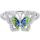 Lao Fengxiang silver 925 enamel butterfly ring with zircon as a holiday and anniversary gift for girlfriend and wife. Silver 925 enamel butterfly with zircon ring.