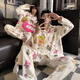 Yu Zhaolin couple's pajamas autumn and winter coral velvet thickened plus velvet cartoon sweet French flannel men's and women's home clothes winter