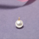 Pearl single pendant without chain 925 silver perfect round freshwater pearl pendant gift for wife, mother, best friend, 6.0-7.0mm pearl + yellow pendant holder
