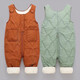 G.duck little yellow duck children's overalls autumn and winter boys and girls all-in-one velvet cotton pants baby open stall infants and children thickened brown 90 cm