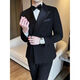 Groom's suit men's suit wedding sense tuxedo Korean style business casual double breasted suit 2502 black suit + vest + trousers free white shirt - tie M M90-105Jin Jin equals 0.5 kg