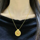 18K diamond round filigree pendant, retro men's eight-treasure compass, safe birthday gift for elders, birthday gift for girlfriend, yellow red