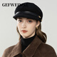 GEFWEIMKL retro pu belt equestrian hat women's autumn and winter merino wool felt hat versatile octagonal hat temperament peaked hat khaki adjustable (56-58cm)