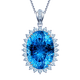 Rarebeauty birthday gift for girlfriend crystal silver necklace women's blue topaz gemstone pendant fashion jewelry necklace (gemstone about 13-14 carats)