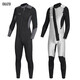 Oeny's new 5/3 wetsuit for men, super elastic, thickened and velvet, cold-proof and warm one-piece wetsuit, jellyfish surfing winter swimsuit, black and gray CR super elastic, long hair mercerized thermal cloth inside S