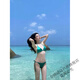 Chu Feng same style bikini European and American ins sexy bikini swimsuit split hot girl pure lust style satin green L
