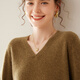 SENLIYA international light luxury high-end cashmere sweater, intellectual and elegant seamless ready-to-wear cashmere sweater women's cross v-neck sweater wide coffee brown S