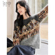 First application for autumn and winter sweaters for women, classic round neck Fair Isle pattern New Year's Eve sweater tops S54Z104