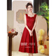 Slightly loving little squirrel (weiaidexiaosongshu) toasts the bride 2025 new red engagement dress wedding home casual small man summer S619 burgundy L