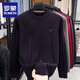 ROMON wool sweater men's round neck sweater men's long-sleeved autumn and winter middle-aged solid color casual velvet sweater bottoming shirt for men burgundy velvet thickened XL 135-150Jin Jin equals 0.5 kg