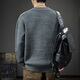Chaotishi Autumn Trendy Japanese Retro Henley Collar Sweater Men's Pullover Loose Knitwear Autumn and Winter New Style Inner Sweater Floral Gray S 90-115Jin Jin is equal to 0.5 kg