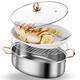 304 fish steamer household artifact stainless steel large capacity large steamer steamer induction cooker oval fish pot 410 food contact steel thickened single layer 1 layer 39cm