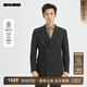 Lilang Shopping Mall Same Style SMART Suit Men's Double-Breasted Suit Nine-Point Pants Suit Striped 2025 Autumn Dark Brown Gray (25QXF251SA) 165A