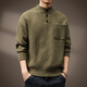Noble color high-end 700g heavyweight thickened Henry collar sweater men's autumn new Japanese retro loose military green S suitable for 90-110Jin Jin equals 0.5 kg