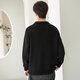 Falling lazy and relaxed henley collar men's wool sweater spring and autumn versatile pullover sweater jacket black L