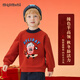 MQDMINI children's clothing children's velvet sweatshirt red warm top winter style sweatshirt for boys and girls contrast collar fashion versatile clothes