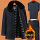 Middle-aged and elderly men's winter coat outer suit for dad 50 years old 60 years old grandpa plus velvet thickened 70 elderly cotton clothes 80 cotton clothes large fur collar black blue 185/XXL suitable for 135-150Jin Jin equals 0.5 kg one size