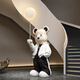 Dyed Spring Violent Bear Floor-standing Large Atmosphere Decoration Living Room Next to Sofa Porch Home High-end Decoration Housewarming Gift Export Version Large Size Height 136cm Black Atmosphere Light + Saving Money + White Round Bottom
