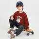Duojia Ski Bear Boys' Fleece Sweater Winter Windproof Half Turtle Collar Casual Top Children's Fashion Fake Two Pieces