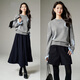 Late White New Product 2025 Autumn Gentle Age-Reducing and Younger Sweater Comfortable Loose Fashionable Versatile Knitted Sweater Women Gray M