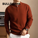 BULLDAMAN old money style Henry bottoming shirt for men 2025 winter new casual fashion basic version sweater solid color sweater black M
