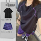 Nanbo Maru outdoor sunscreen badminton quick-drying dry clothes women's short-sleeved T-shirts for small people to wear mountain cycling clothes sportswear two-piece set black quick-drying_drying T-shirt + purple quick-drying_drying shorts M_100-115Jin Jin equals 0.5 kg